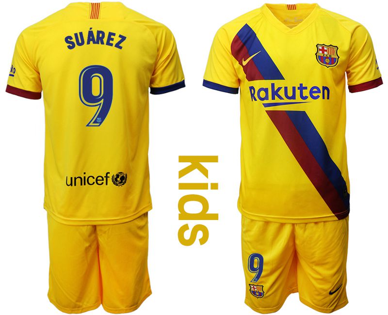 Youth 2019-2020 club Barcelona away #9 yellow Soccer Jerseys